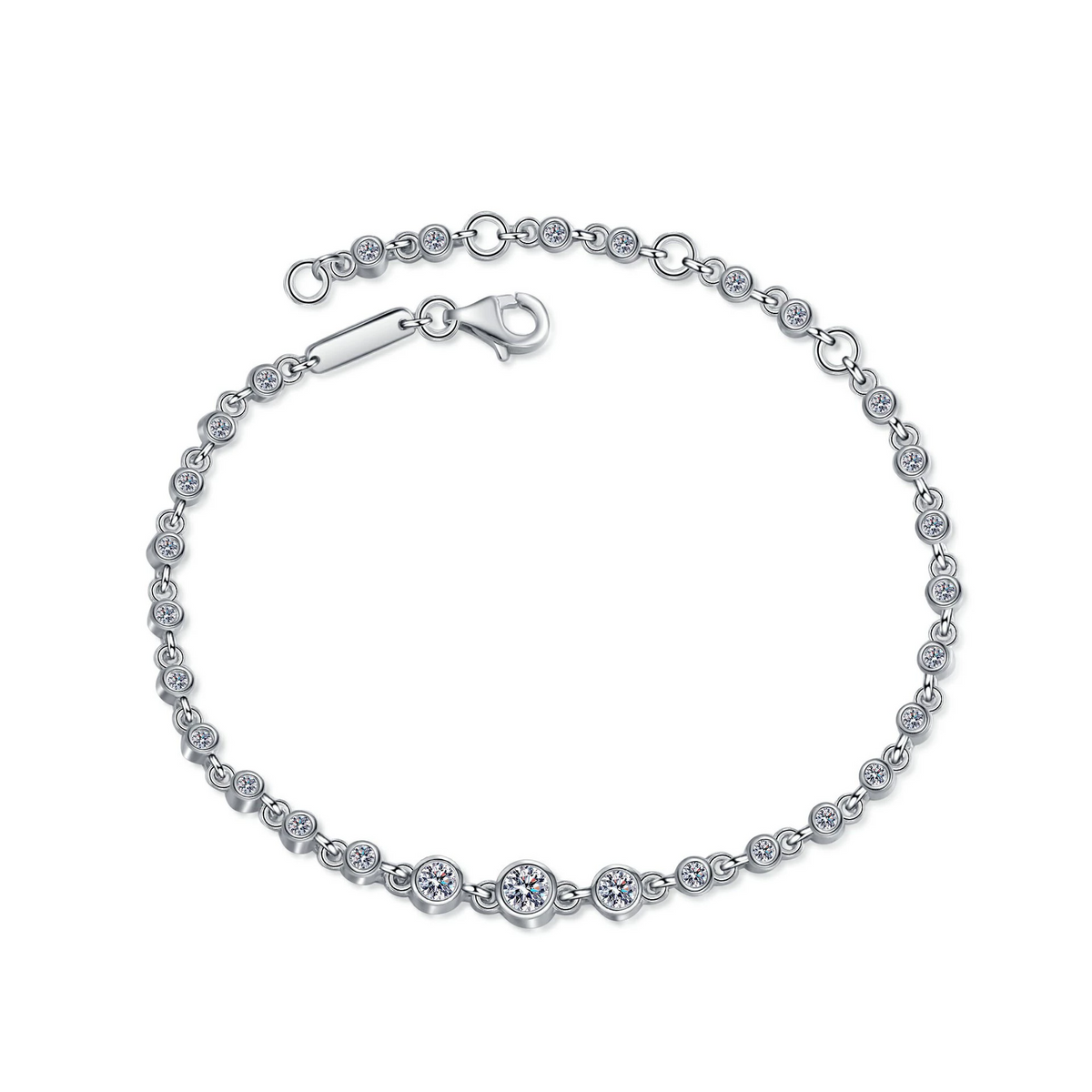 Fine Jewelry Luxury Minimalist 0.87ct VVS1 D Grade 925 Sterling Silver Moissanite Bracelet for Women
