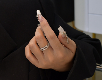 Zircon Bands Chain Design 925 Sterling Silver Rings for Women