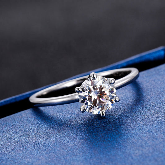 Stylish Real 1ct Moissanite Engagement Rings for Women S925 Sterling Silver