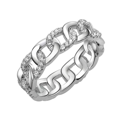 Zircon Bands Chain Design 925 Sterling Silver Rings for Women